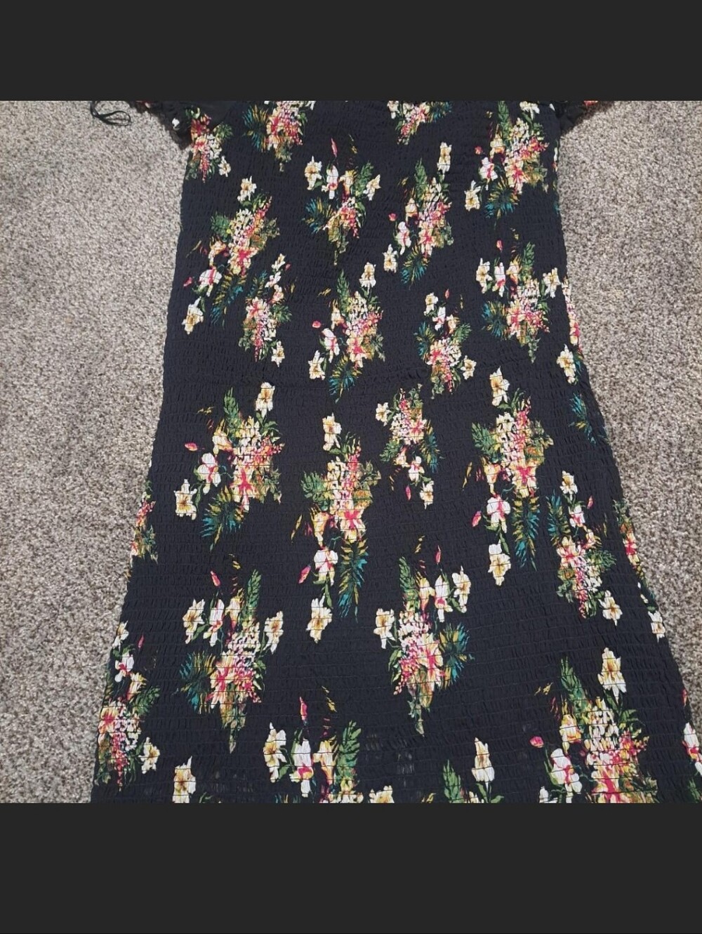 Xhilaration Black Floral Smocked Mini Dress